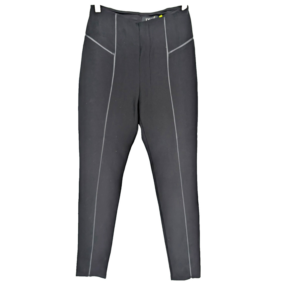 Lysse Black Ponte Faux Leather Seamed‎ Slimming High Waisted Legging Medium